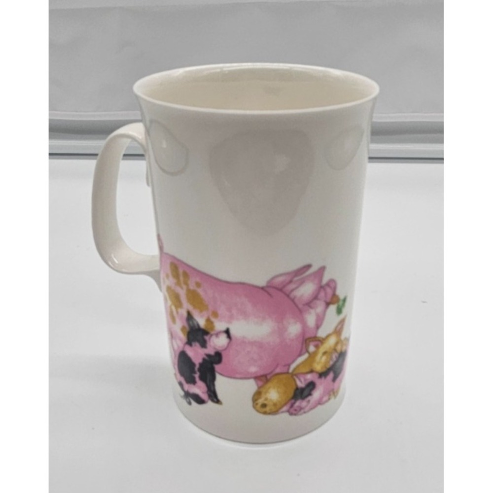 Cute Pig Family Mug White Porcelain Coffee Tea Cup Adorable Farm Animal Design - Picture 2 of 14